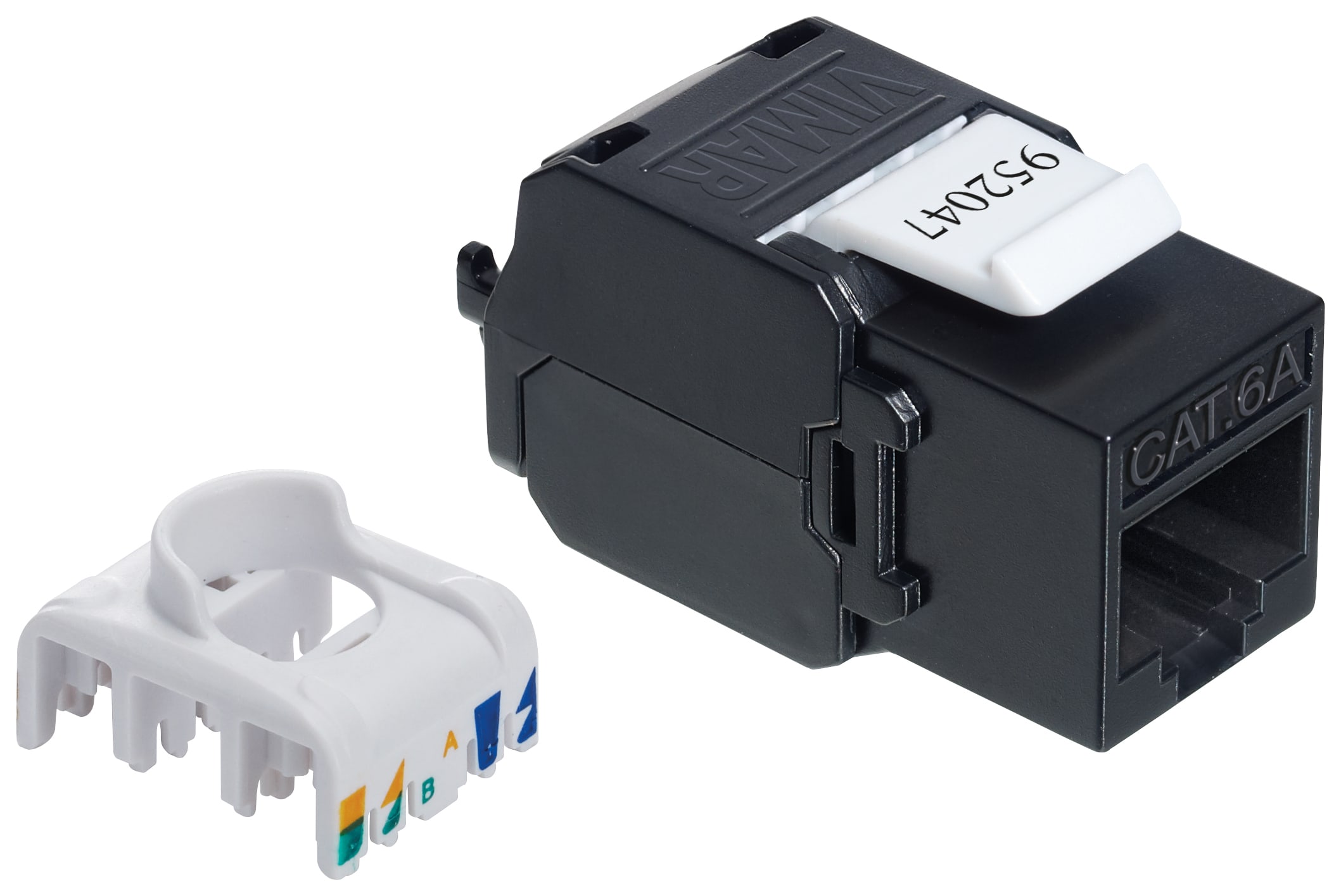 VIMAR - Connettore RJ45 Cat6A UTP per Pannelli di Permutazione e Adattatori Keystone, Cablaggio Universale T568A/B, 8 Contatti 03009.15