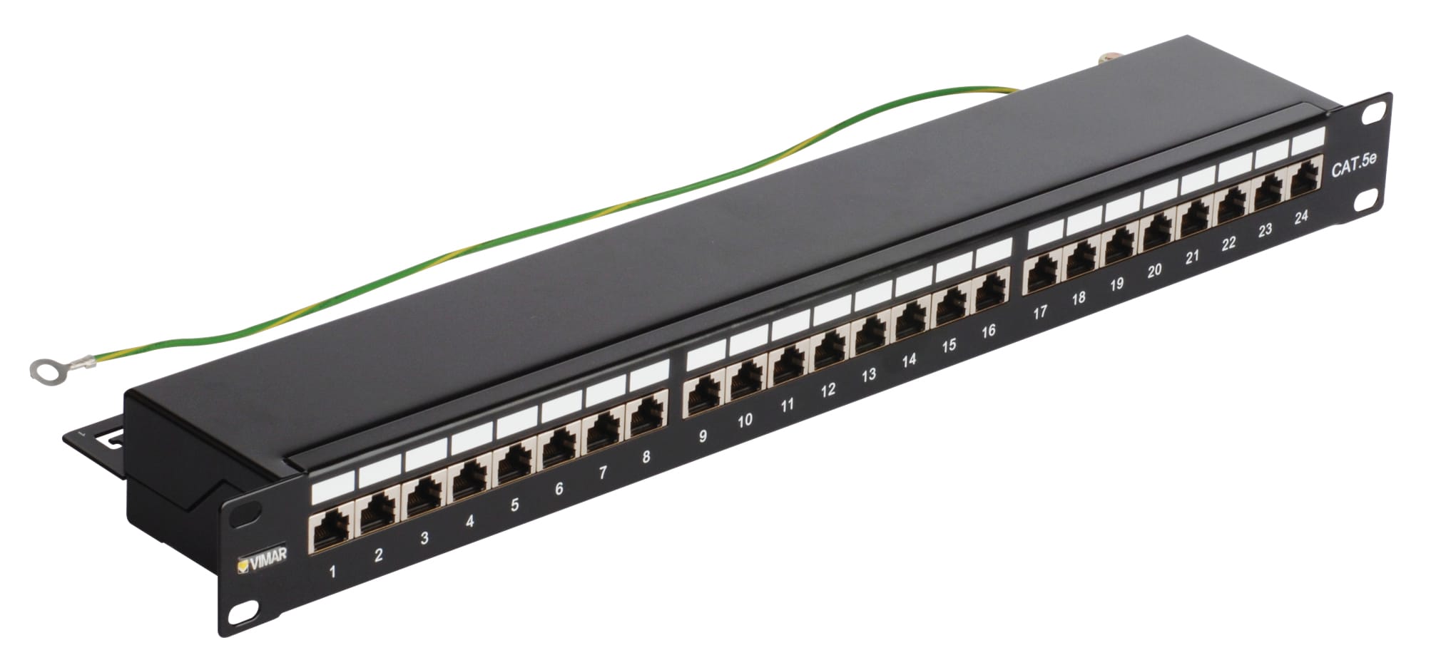 VIMAR - Pannello Permutazione 24 Connettori RJ45 Cat5E Schermati T568A/B 8 Contatti Rack 1U