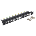 VIMAR - Pannello 24 RJ45 Cat6A FTP 1u, 19 pollici, 24 connettori RJ45 Cat. 6A schermati, cablaggio T568A/B, 8 contatti, morsetti senza utensile.