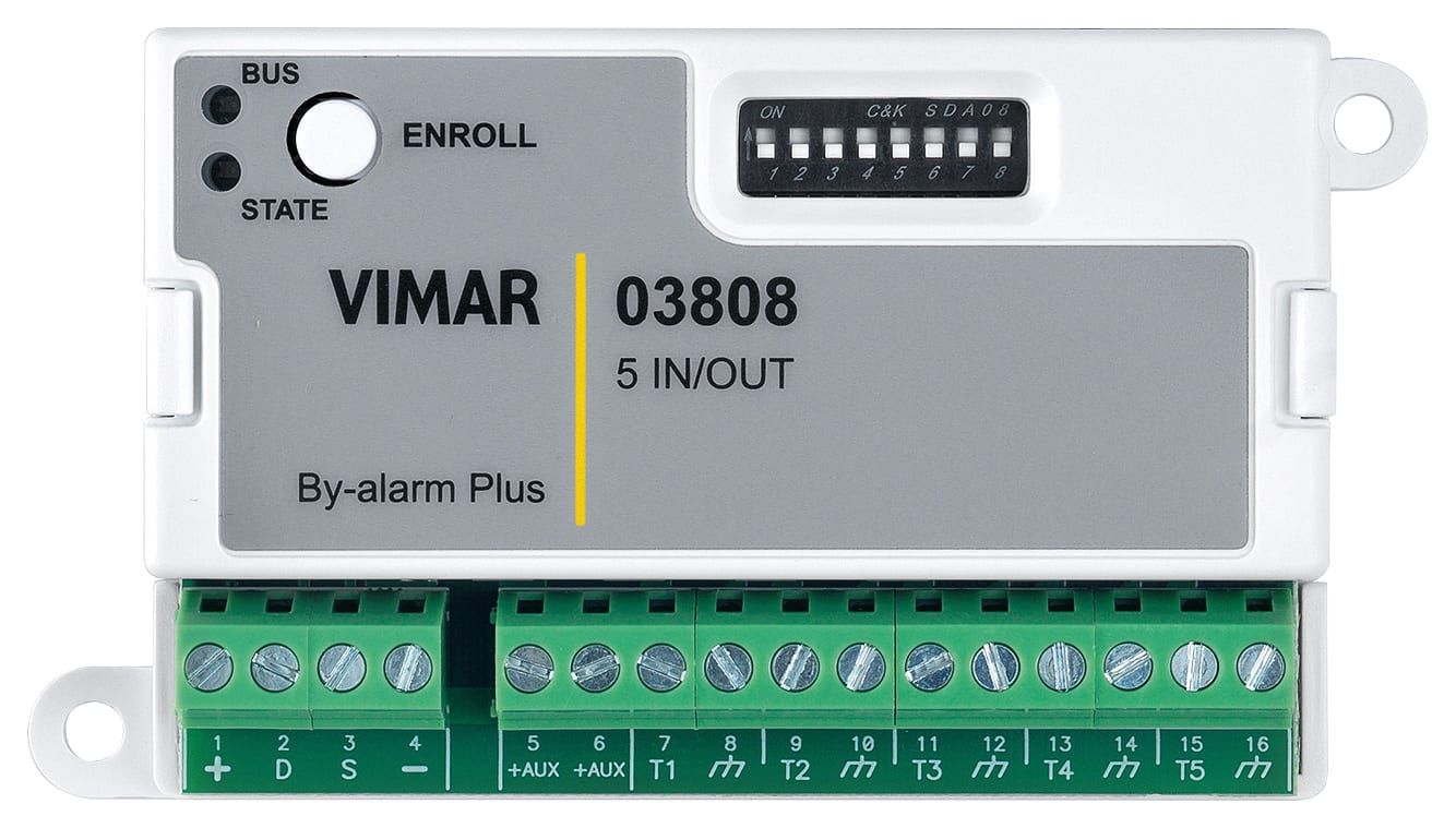 VIMAR - Scheda Espansione 5 In/Out per Contatti Privi di Potenziale, Tapparelle e Vibrazione 03808
