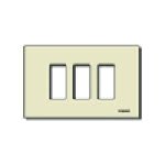VIMAR - Placca Avorio 3 Moduli Standard Resina Scatole Incasso Rettangolari Unificate Fissaggio Supporto 08531 08637.A