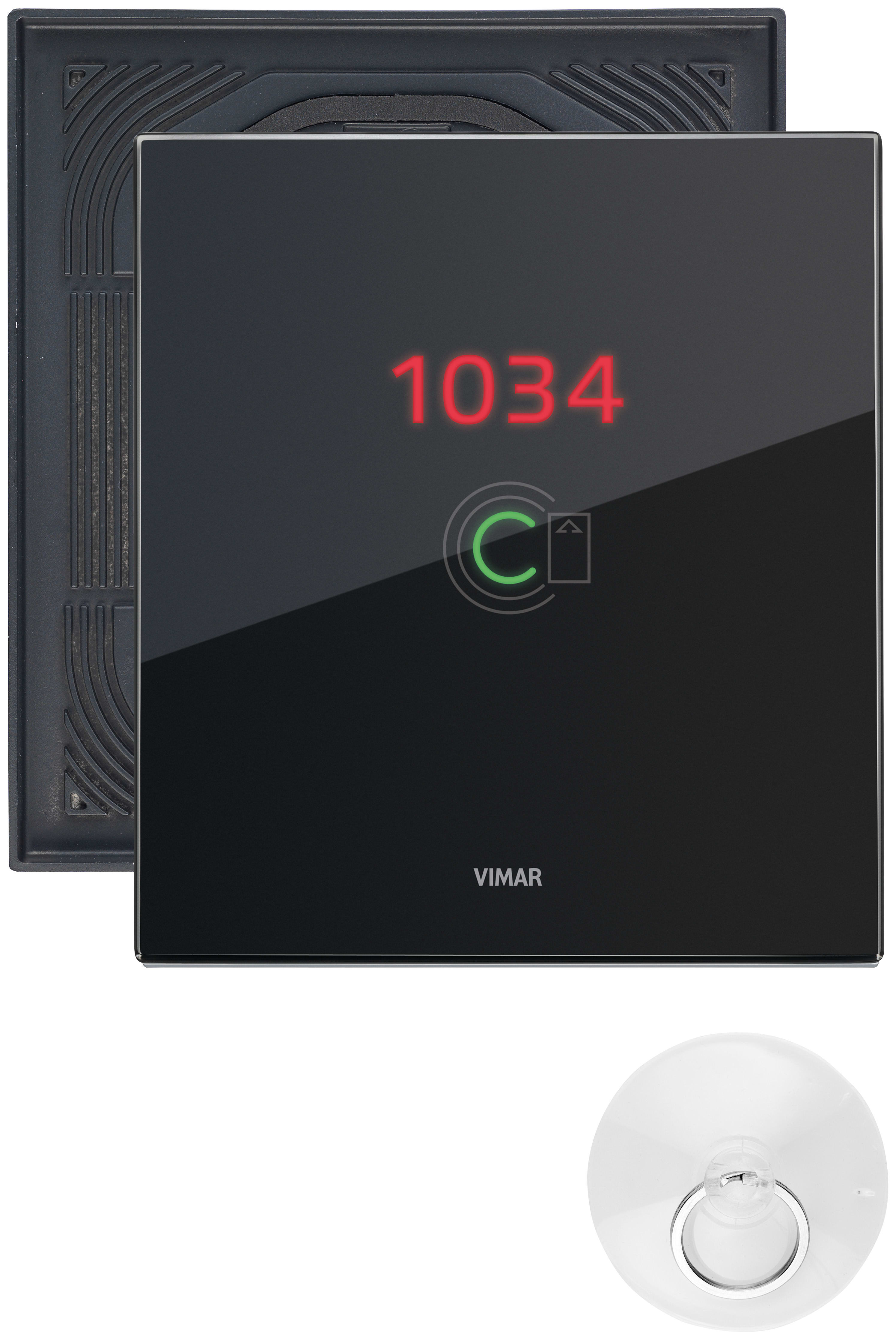 VIMAR - Placca Elettronica 3 Moduli Verticale Nero Diamante IP55 con Lettore Transponder Esterno e Supporto - Etichette per Camera 21846