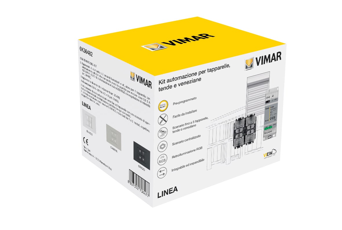 VIMAR - Kit Domotico Tapparelle Preprogrammato con Mezzi Tasti Intercambiabili, Apparecchi di Comando e Attuatore per Gestione Tapparelle