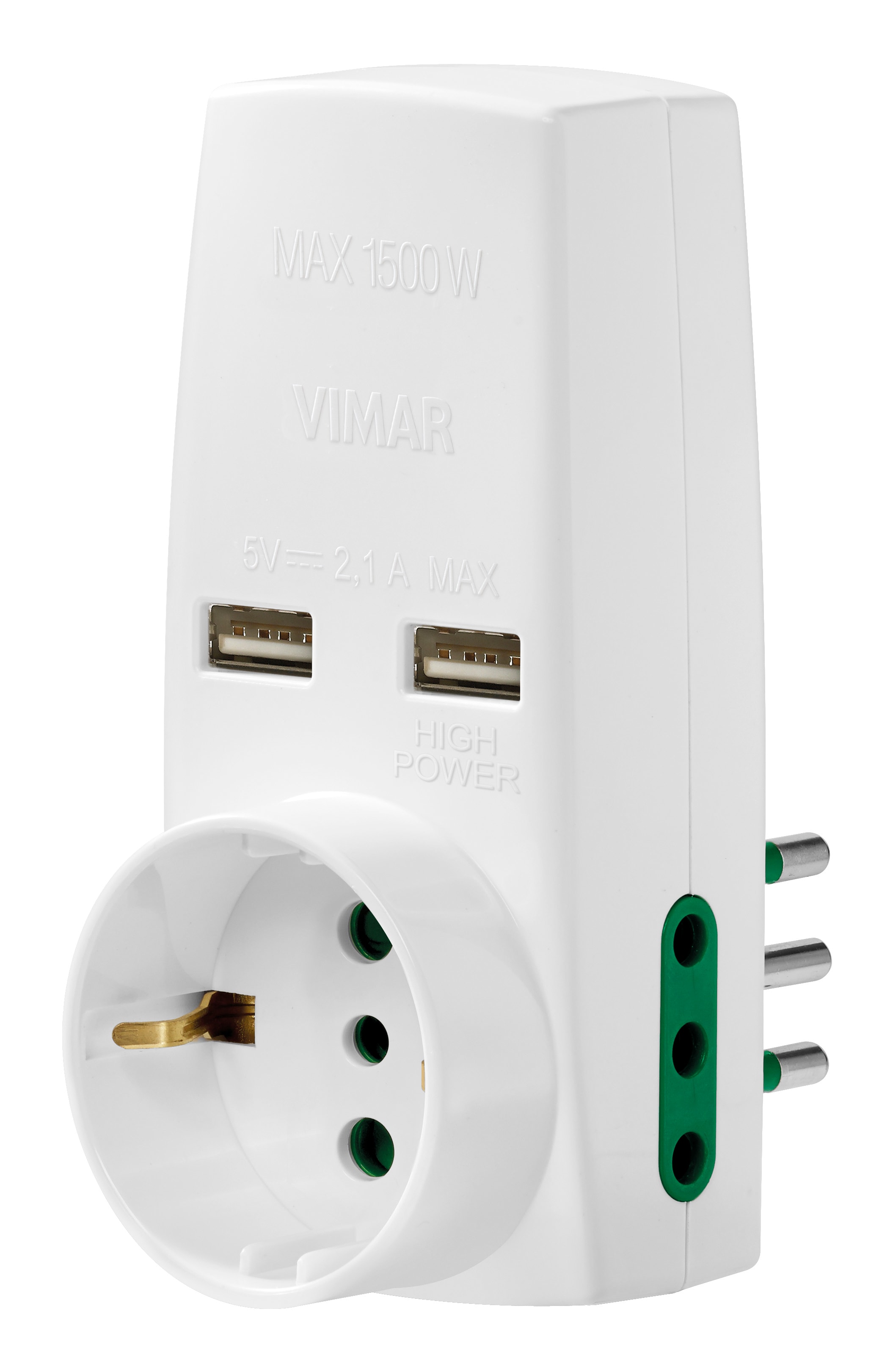VIMAR - ADATTATORE S11+2P11+P30+2USB BIANCO 0P00332.B