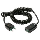 VIMAR - Cavo prolunga estensibile 3m nero, 2x0,75 mm2 H05VVH8-F, spina 2P 10A 250V, presa SICURY 2P 10A 250V, max 1300W, per apparecchi classe II.