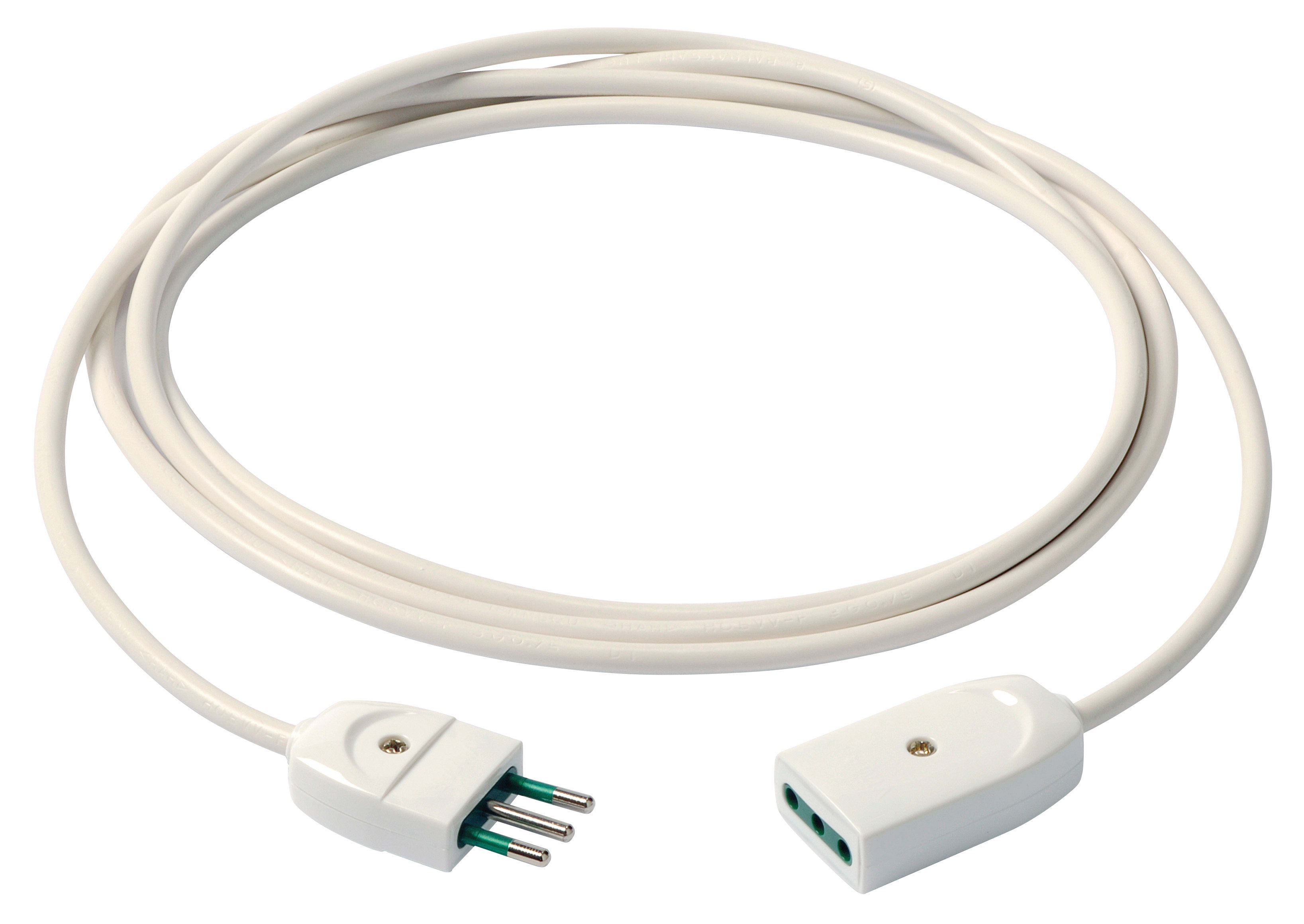 VIMAR - Cavo Prolunga 3G0,75 3M Bianco - Cordone Prolungatore Lineare 3 Metri H05Vv-F Spina 2P+T 10 A 250 V~ Presa Sicury Potenza Massima 2300 W 0P32362.B