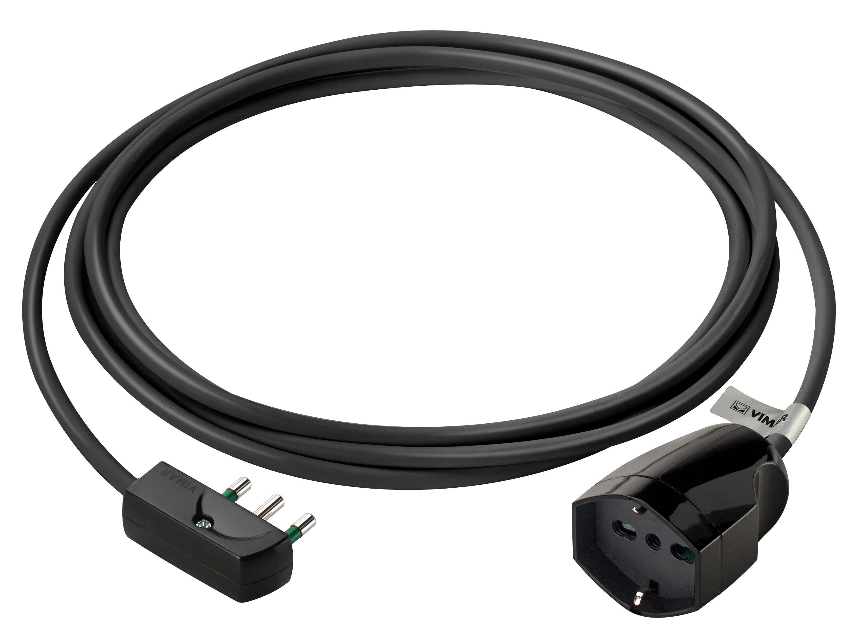VIMAR - Prolunga Elettrica 3 Metri 3G1 Nero - Cavo Lineare Con 3 Conduttori 1 Mm2, Spina Piatta 16A 250V, Presa Sicury P40, Potenza 3680W