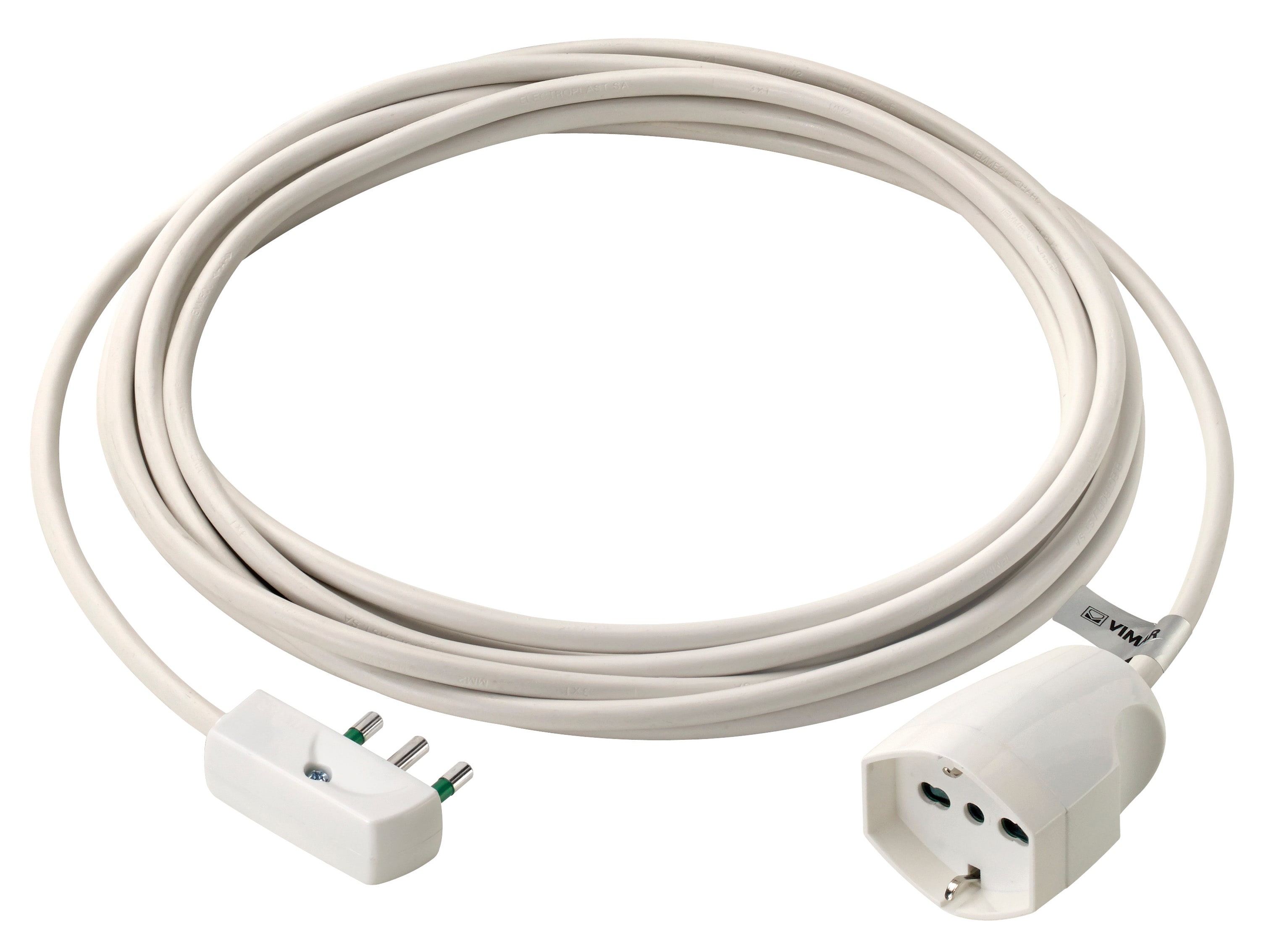 VIMAR - Prolunga Elettrica 5 Metri Universale Bianco 3 Conduttori 1 mm² Spina Piatta 16A 250V Presa Sicury 3680W