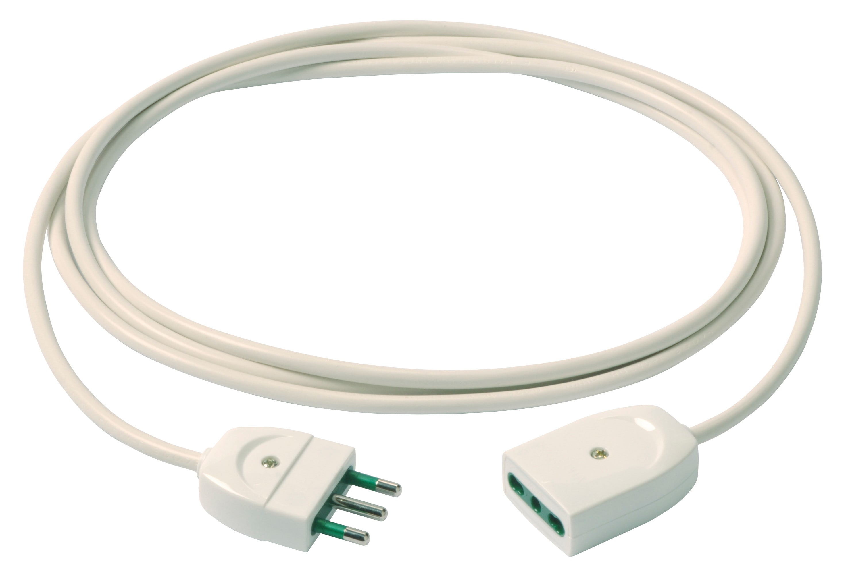 VIMAR - Cavo prolunga 3G1 3m bianco, cordone lineare 3G1 mm2 H05VV-F, spina 2P+T 16A 250V, presa SICURY 2P+T 16A 250V, max 3680W.