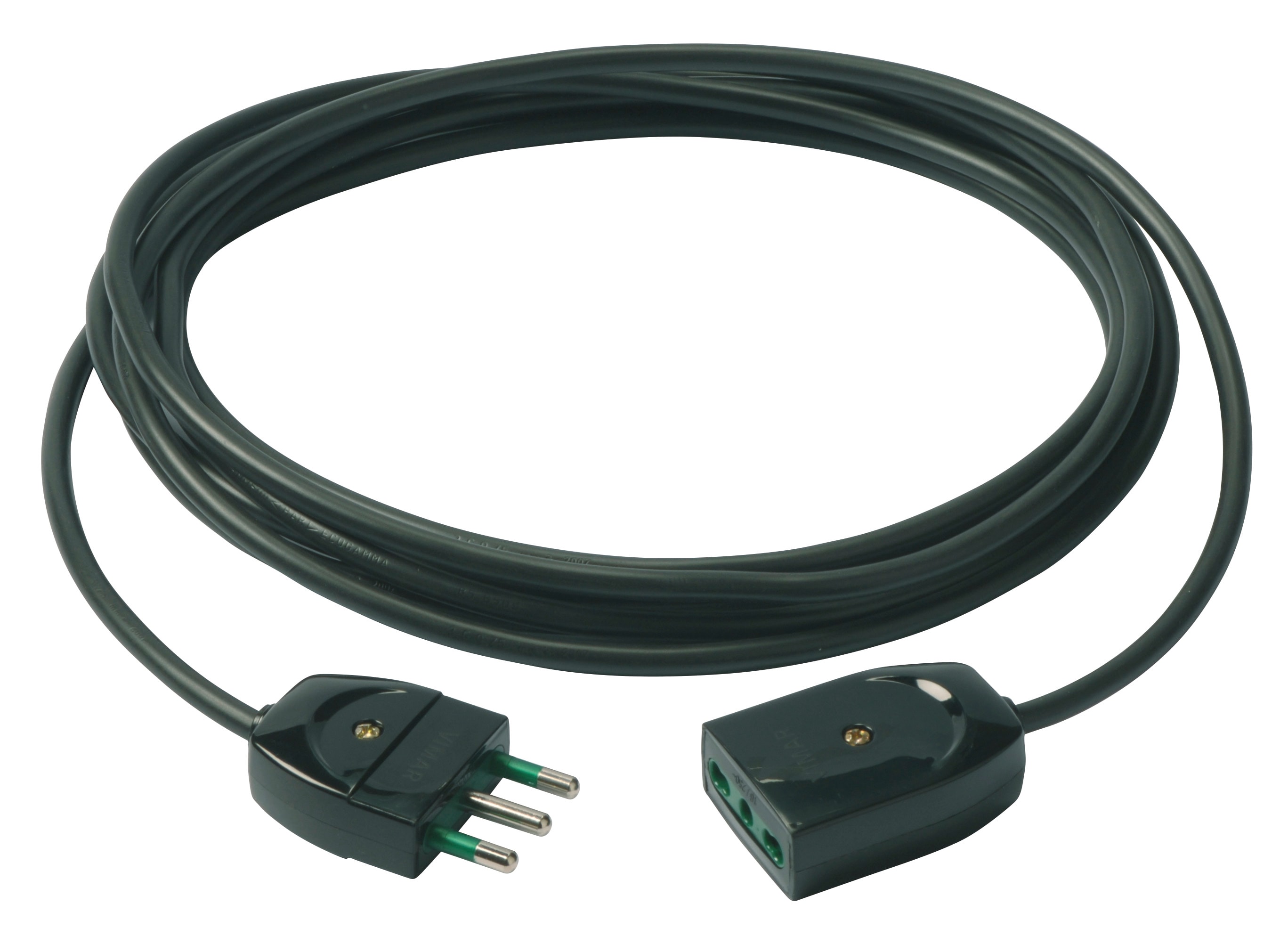 VIMAR - Cavo prolunga 3G1 5m nero, cordone prolungatore lineare 5 metri, cavo 3G1 mm2 H05VV-F, spina 2P+T 16 A 250 V, presa SICURY, potenza 3680 W. 0P32387