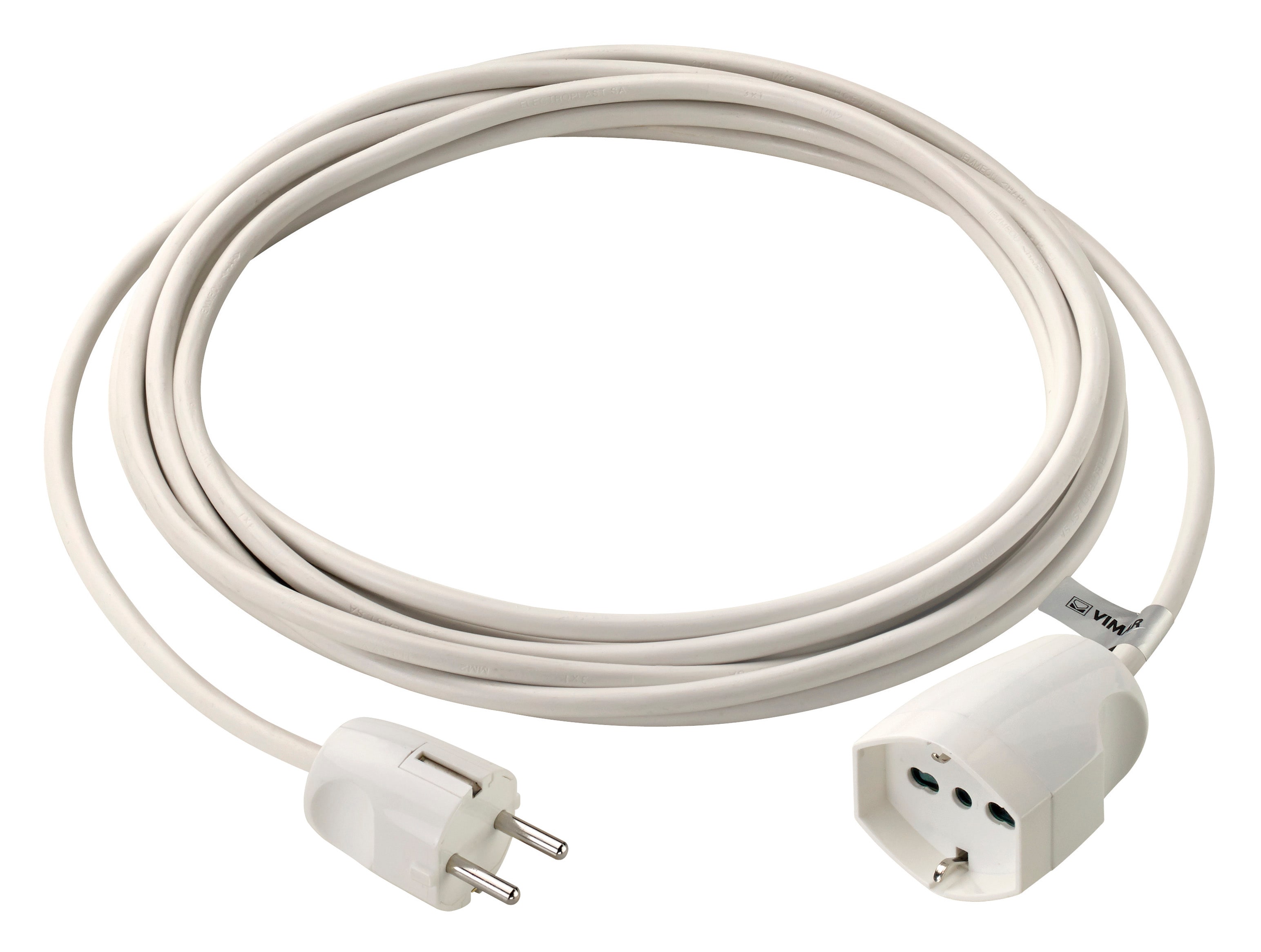 VIMAR - Cavo Prolunga Lineare 5 Metri 3 Conduttori 1 Mm² Spina Ricollegabile 16 A 250 V Presa Sicury 3680 W Bianco 0P32401.B