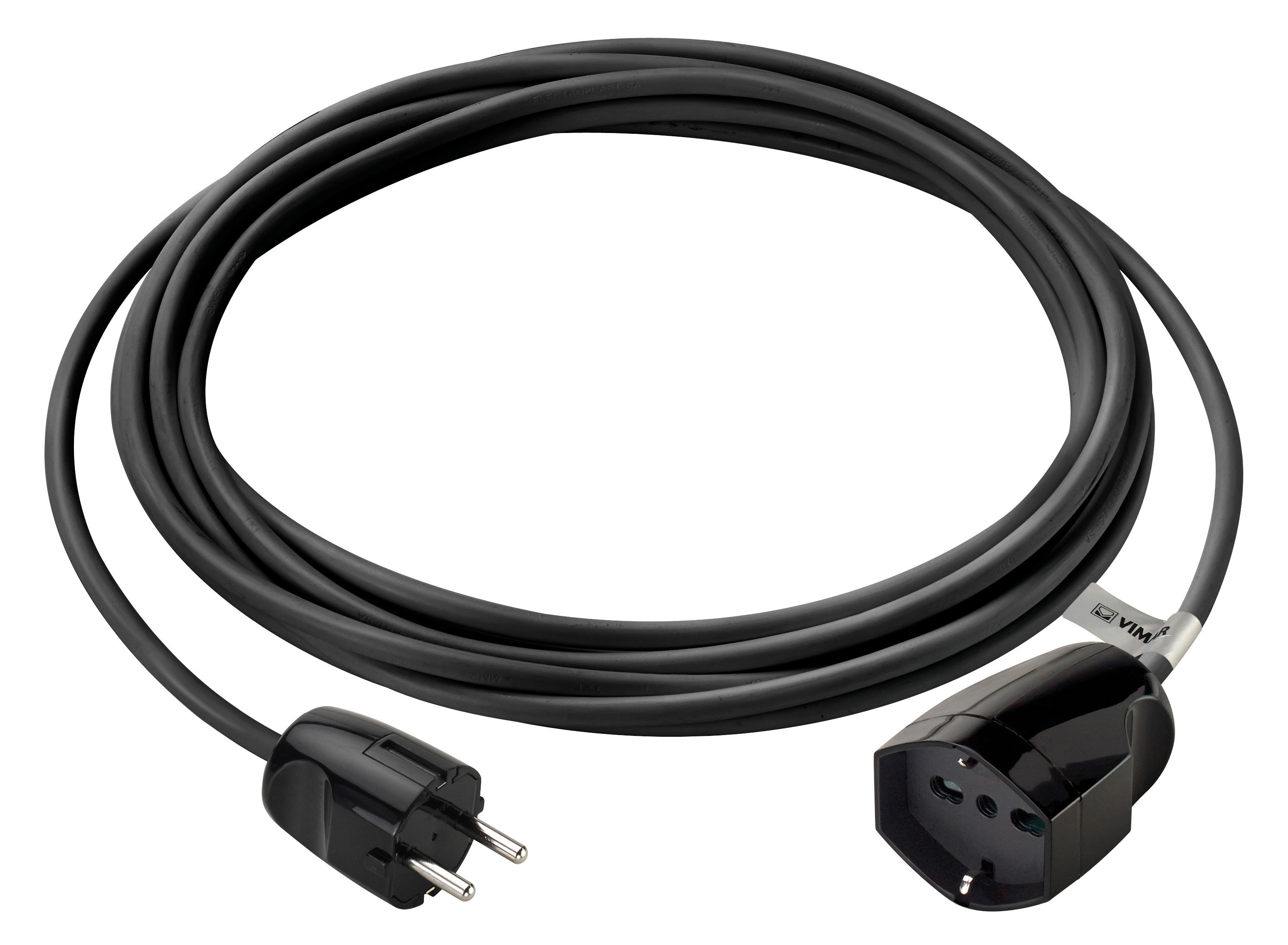 VIMAR - Prolunga Elettrica Universale 5 Metri 3 Conduttori 1mm² Spina 16A Presa Sicury 3680W - Nero