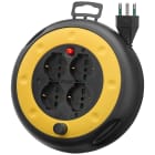 VIMAR - Avvolgicavo 16A 4 uscite universali 4m con disgiuntore termico, 4 prese SICURY, spina 2P+T, cavo 3G1,5, potenza max 1500W avvolto, 3200W svolto.