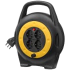 VIMAR - Avvolgicavo 16A 4 uscite universali 10m con disgiuntore termico, 4 prese sicury, spina 2P+T, cavo 3G1,5, potenza max 1500W avvolto, 3200W svolto. 0P32714