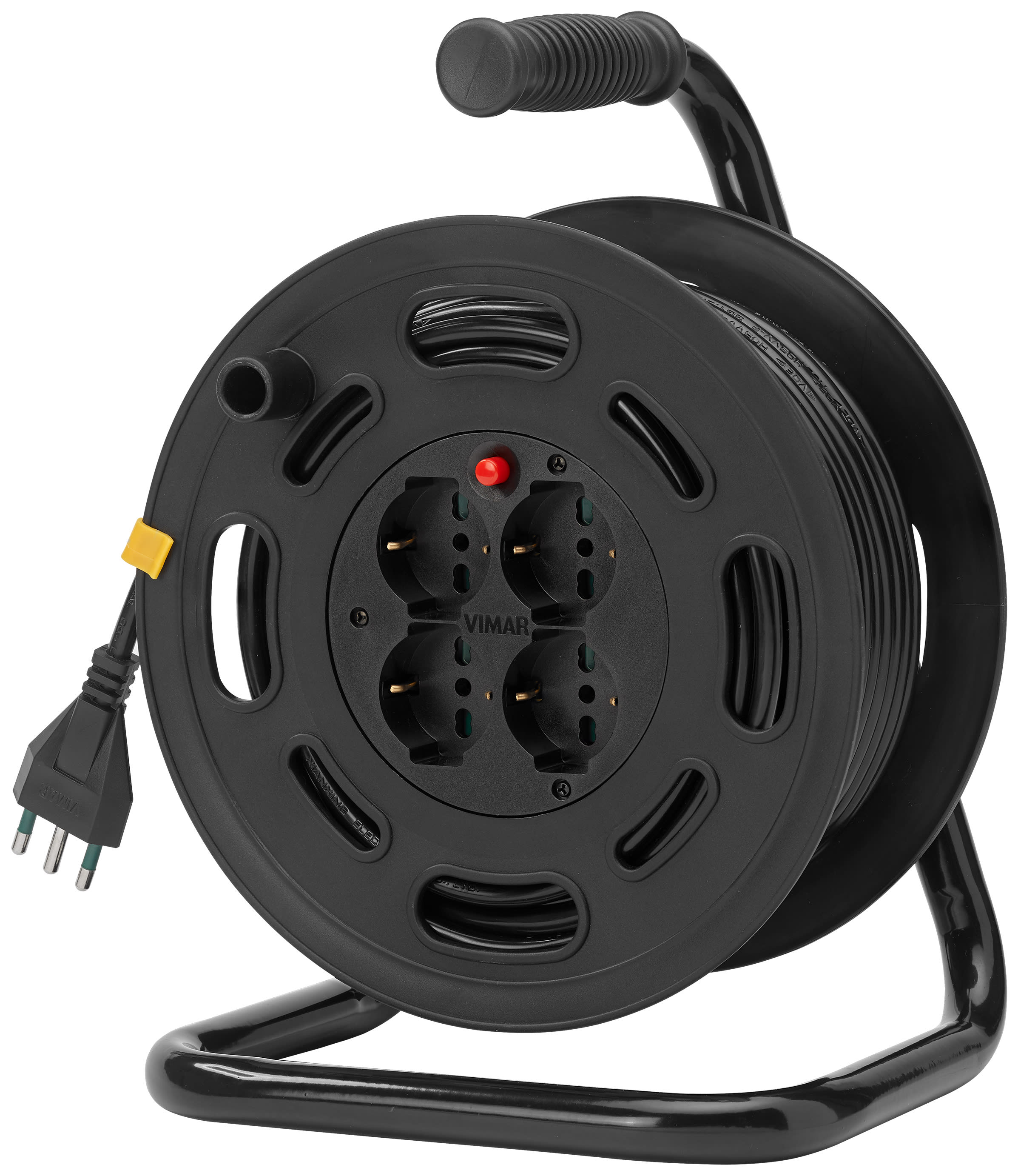 VIMAR - Avvolgicavo Universale 16A 4 Uscite 30M con Disgiuntore Termico e Prese Sicure 2P+T Standard Italiano