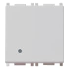 VIMAR - Devaitore 1P 20Ax 2M Silver Illuminabile Tasto Sostituibile 2 Moduli Max 250 W Per Lampade Con Alimentatore Integrato