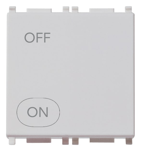 VIMAR - Interruttore 2P 20Ax 2M Silver Illuminabile Tasto Sostituibile 2 Moduli 250W Lampade Alimentatore Integrato