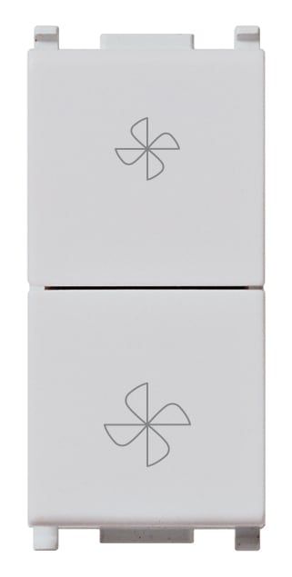VIMAR - Commutatore 2P 10Ax Fan-Coil Silver - 250 V~ 6 Morsetti, Due Tasti Off Centrale, Max 100 W Lampade Alimentatore Integrato 14063.SL