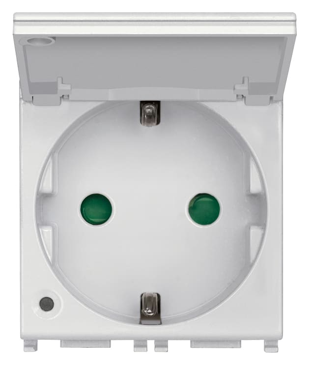 VIMAR - Presa Sicury 2P+T 16A con Coperchio Illuminabile, Standard Tedesco, Silver - 2 Moduli