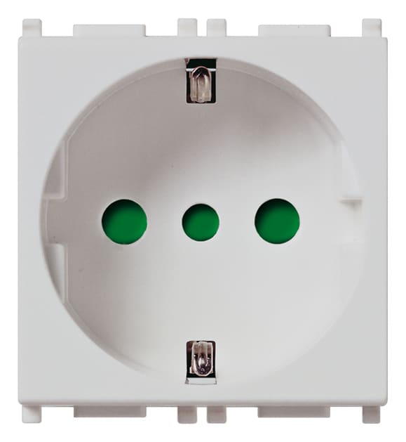 VIMAR - Presa Sicury 2P+T 16A 250V Standard Italiano Tipo P30 Contatti Di Terra Laterali E Centrale Silver 2 Moduli