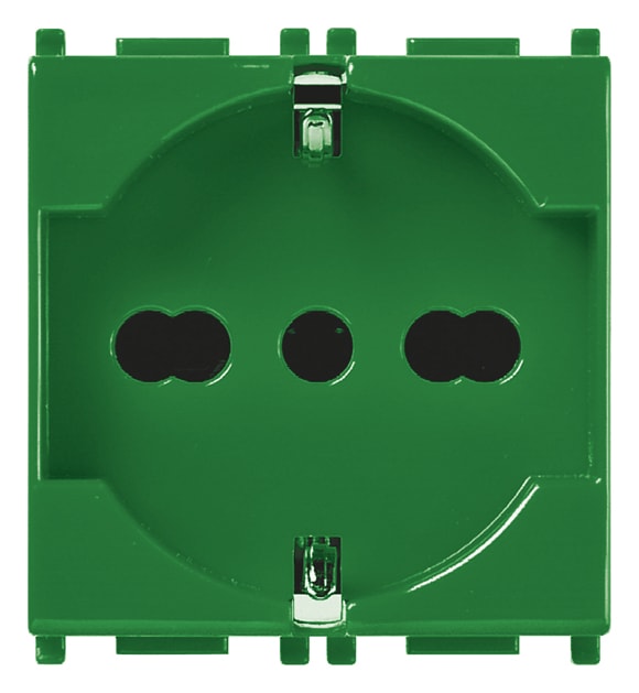VIMAR - Presa Universale Antibatterica Verde Sicury 2P+T 16A 250V~ Standard Italiano P40, Materiale Antibatterico, 2 Moduli