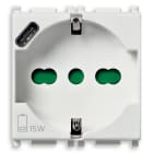 VIMAR - Presa Universale con USB C Bianco Sicury Standard Italiano 16A 250V 15W 3A 5V 1 Uscita Tipo C 2 Moduli
