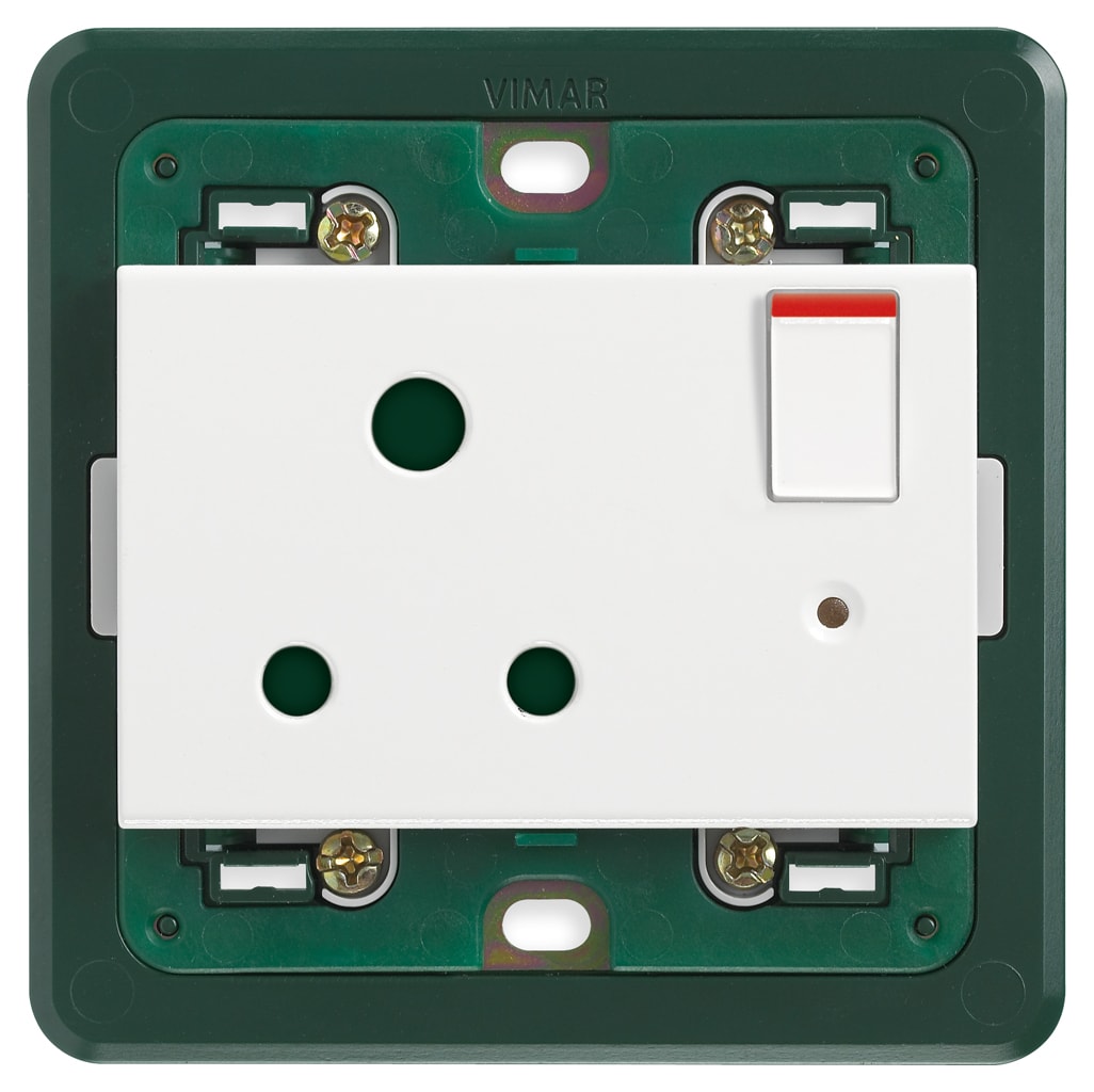 VIMAR - PRESA 2P+T 5A INGLESE INTERR. BIANCO 14215