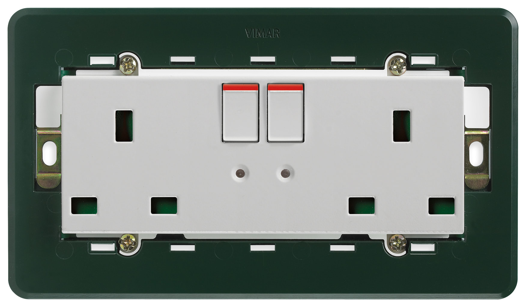 VIMAR - Prese Inglese Interruttore Sicury Supporto Placca Moduli Silver Scatole Rettangolari.