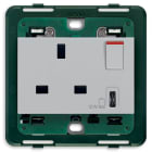 VIMAR - PRESA 2P+T 13A BS+INT.ROSSO+USB C SILVER 14223.C.SL