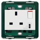 VIMAR - PRESA 2P+T 13A BS+INT.ROSSO+USB C BIANCO