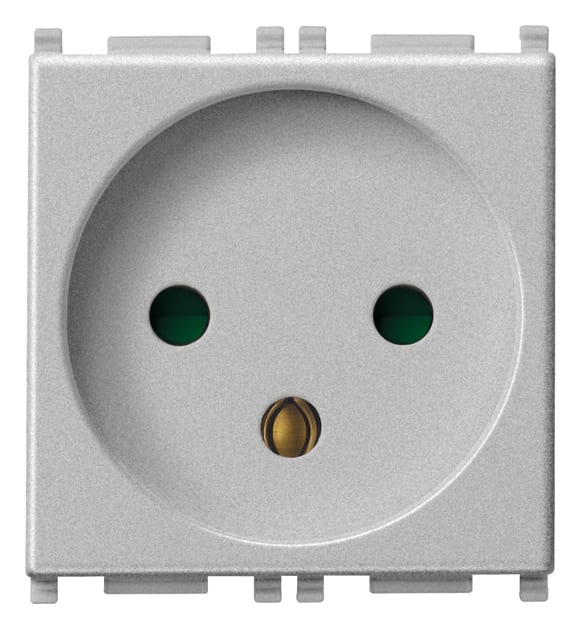 VIMAR - Presa Sicury 2P+T 16A Israeliano Silver Standard 250 V~ 2 Moduli 14240.SL