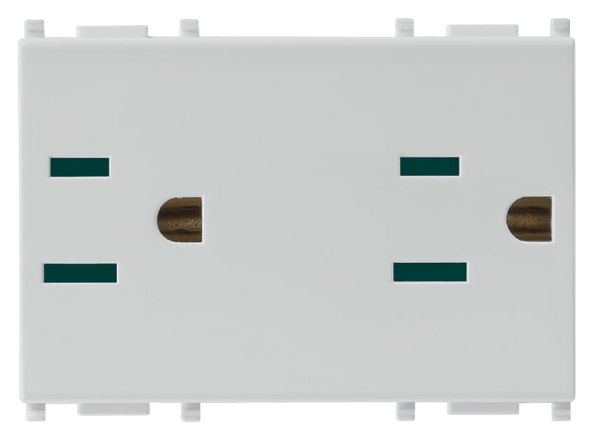 VIMAR - Prese Sicury 2P+T 15A Usa+Saso Silver - Standard Americano E Dell'Arabia Saudita, 3 Moduli 14243.SL