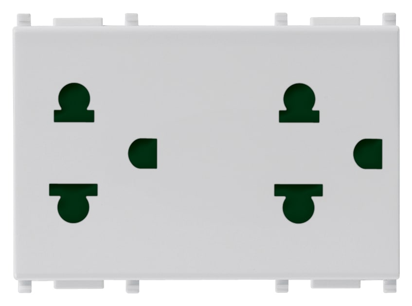 VIMAR - Prese Sicury 2P+T 16A Usa+Eu Silver Standard Euroamericano Polarizzato 3 Moduli 14249.SL