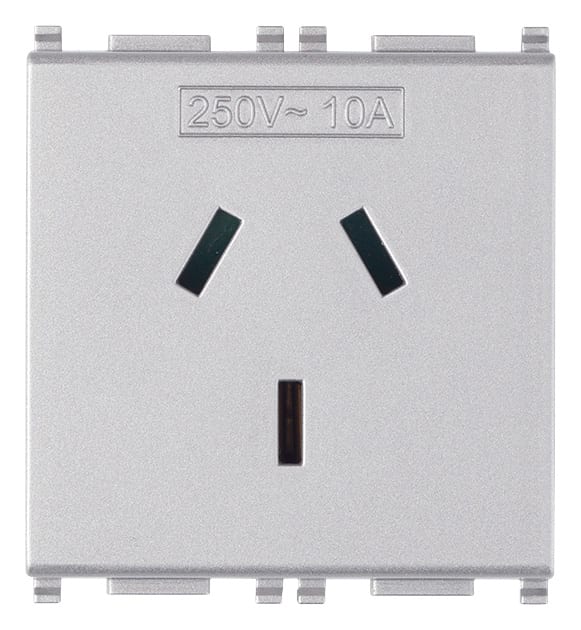 VIMAR - Presa Sicury 2P+T 10A Australia Silver - Standard Australiano 250 V~ 2 Moduli 14261.SL