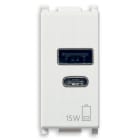VIMAR - Alimentatore USB 15W 5V 3A Bianco per Dispositivi Elettronici con Uscita Tipo A e Tipo C - Carica Due Dispositivi Contemporaneamente