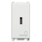 VIMAR - Alimentatore USB C PD 25W Bianco - Per Notebook, Tablet, Smartphone, Fotocamere - Uscita USB Tipo C - Tecnologia Power Delivery - 120-240 V~ 50/60 Hz