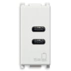 VIMAR - Alimentatore USB C+C 15W 3A 5V bianco, 2 uscite USB C per caricare fino a 3A, alimentazione 120-240V 50/60Hz, 1 modulo.