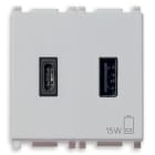 VIMAR - Alimentatore USB 15W 3A 5V Silver per Tablet e Smartphone con Uscita Tipo A e C