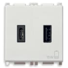 VIMAR - Alimentatore USB 15W 3A 5V Bianco per Tablet e Smartphone con Uscita Tipo A e Tipo C