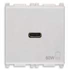VIMAR - Alimentatore USB C 60W PD Silver - Per Notebook, Tablet, Smartphone, Fotocamere - Uscita USB Tipo C - Tecnologia Power Delivery - 120-240 V~ 50/60 Hz