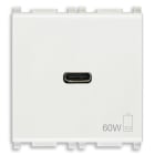 VIMAR - Alimentatore USB C 60W PD Bianco - Per Notebook, Tablet, Smartphone, Fotocamere - Uscita USB Tipo C - Tecnologia Power Delivery - 120-240 V~ 50/60 Hz 14298.60