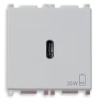 VIMAR - Alimentatore USB C 30W PD Silver per Notebook, Tablet, Smartphone, Fotocamere - Uscita USB Tipo C, Power Delivery - 120-240V - 2 Moduli