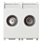 VIMAR - Presa Passante Tv-Rd-Sat 2 Uscite Bianco - Coassiale 5-2400 Mhz, Demiscelata, Connettore Maschio (Tv-Rd) e Femmina (Sat), Attenuazione 10 Db 14302.10