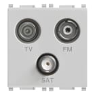 VIMAR - Presa TV-FM-SAT diretta 3 uscite silver, coassiale 5-2400 MHz, demiscelata, attenuazione 1 dB, passaggio corrente 24 V 500 mA max.