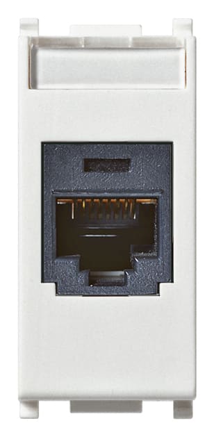 VIMAR - Presa RJ45 Panduit Cat5e UTP bianco con connettore MINI-COM, non schermata, cablaggio T568A/B, 8 contatti, morsetti ad incisione d'isolante.