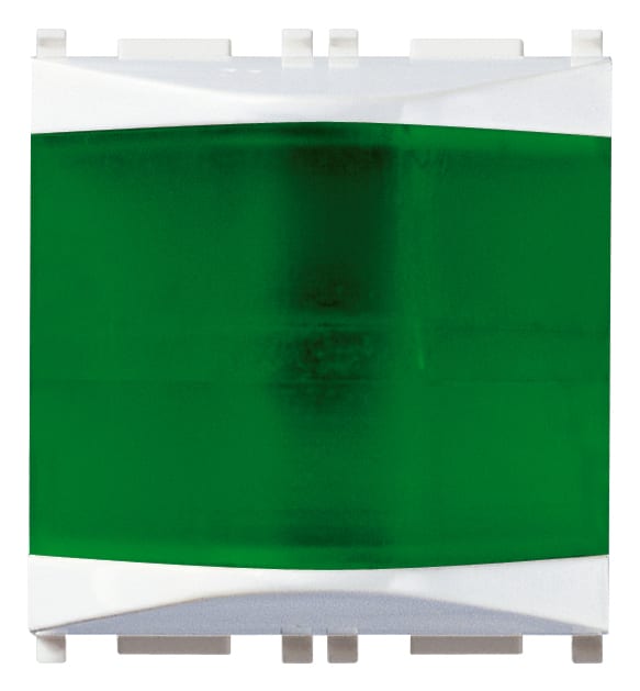 VIMAR - Spia Prismatica Verde Bianco 230 V~ 3 W Max Per Lampade 14770, 14771, 14776 E 14777, Diffusore Verde, Bianco - 2 Moduli Forniti 14387.V