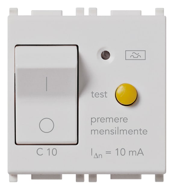 VIMAR - Interruttore Automatico Magnetotermico Differenziale 1P+N C10 10Ma Silver - 2 Moduli