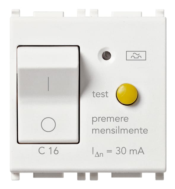 VIMAR - Interruttore Automatico Magnetotermico Differenziale 1P+N C16 30Ma Bianco - 2 Moduli