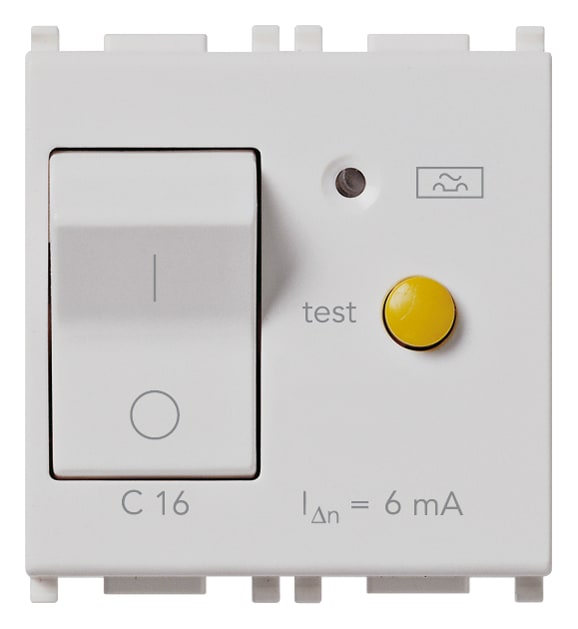 VIMAR - Interruttore Automatico Magnetotermico Differenziale 1P+N C16 6Ma Silver - 2 Moduli 14411.16.6.SL