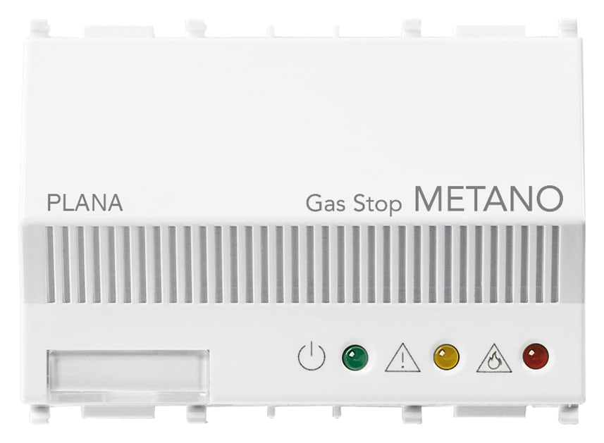 VIMAR - Rivelatore Elettronico Metano Bianco con Segnalazione Acustica ed Ottica - Gas Stop Metano 230V, Elettrovalvola, 3 Moduli, Bomboletta 01899 14420
